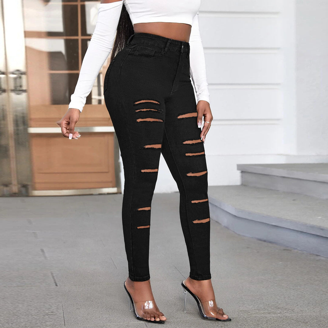 Dame Skinny Jeans med modne cut-outs og høj talje Stilla