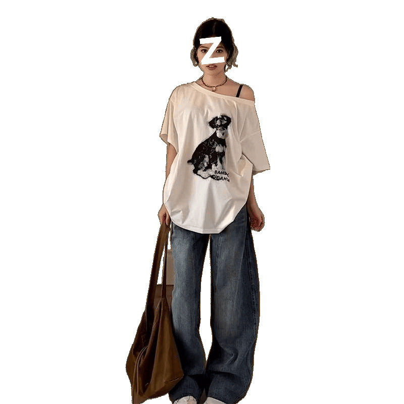 Dame Grafiktrykt Oversized T-Shirt Stilla