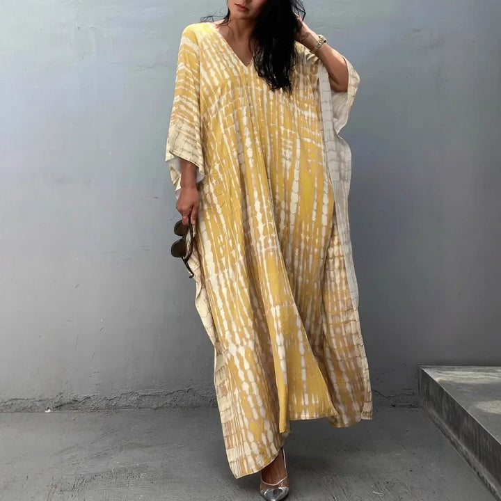 Dame Kaftan Kjole med moderne Aloha-mønster og luftig pasform Stilla