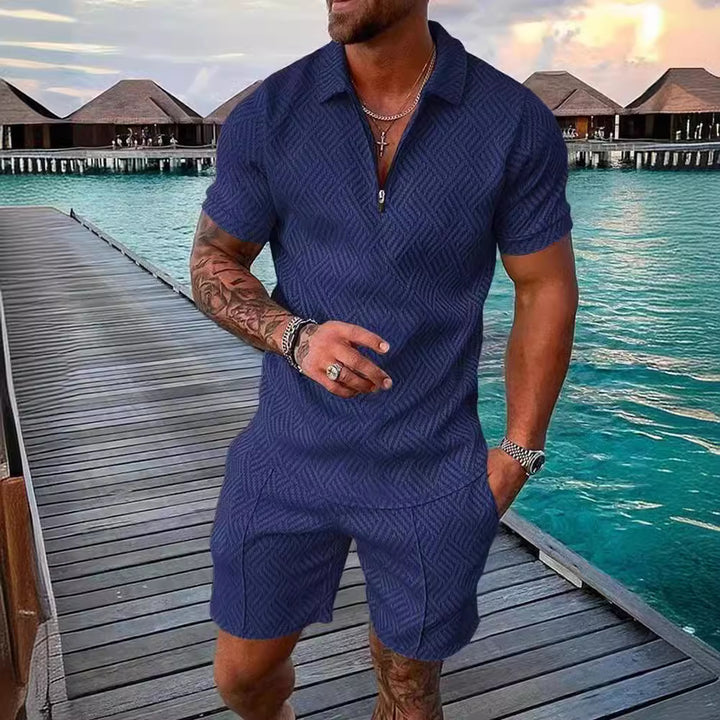 Herrer moderigtig kort overall med struktureret design Stilla