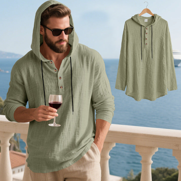 Herrer Hoodie t-shirt med knaplukning og afslappet pasform Stilla