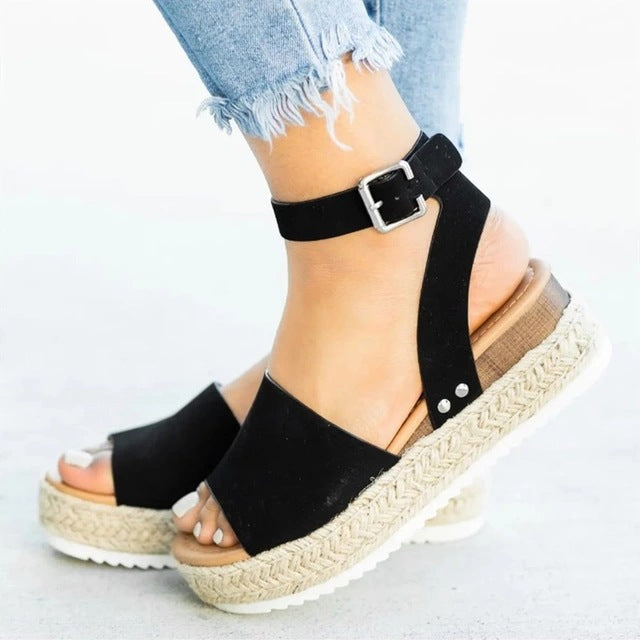 Dame Plateau-sandaler med justerbar rem og skridsikker sål Stilla
