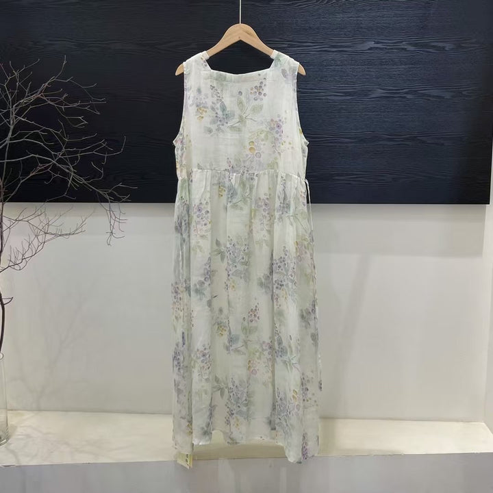 Femme Floral Print Ærmeløs Maxikjole Stilla