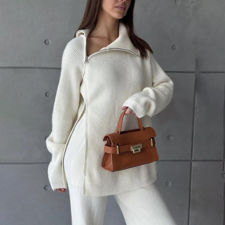 Femme Højkrave Lynlås Strikpullover Stilla