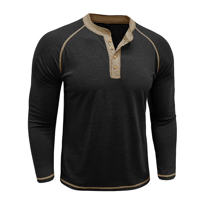 Herrer Langærmet Henley T-shirt med stilfulde knapdetaljer og åndbart materiale Stilla