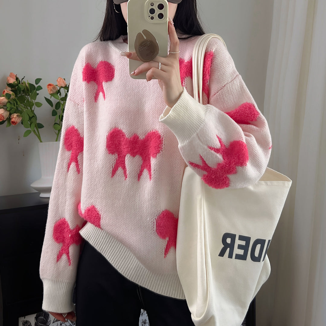 Damer Mønstret Sweater med Stilfuldt Dyremotiv og Casual Snit Stilla