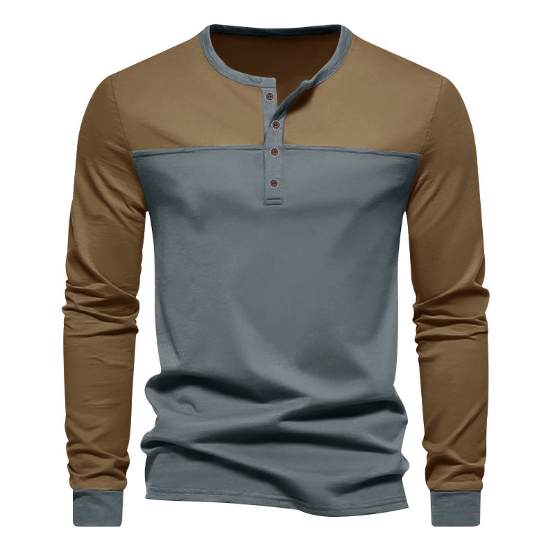 Herrer Langærmet Henley-shirt med moderne farveskift-design Stilla