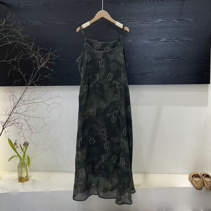 Femme Bohemisk Stil Maxi Kjole med justerbare stropper Stilla