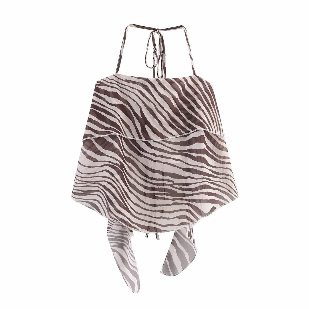 Femme Lagdelt Zebra-Print Haltertop Stilla