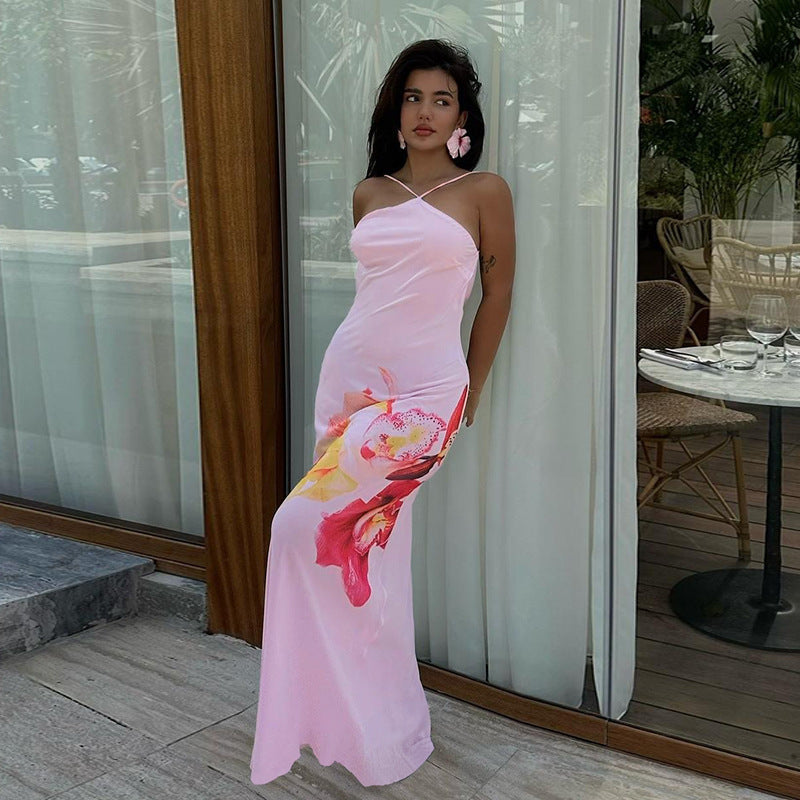 Dame Elegant Blomster Mønster Maxi Kjole Stilla