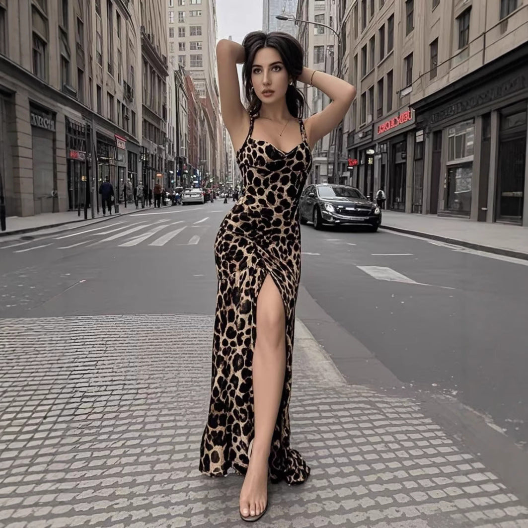 Dame Sleek Leopardmønster Maxi-Kjole Stilla