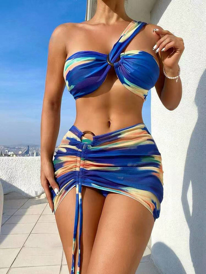 Femme Ene-Skulder Cut-Out Crop Top og Mini Nederdel Sæt Stilla
