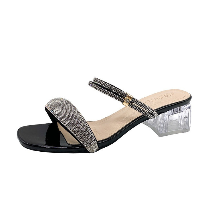 Dame Elegant dekorerede sandaler med gennemsigtig blokhæl Stilla