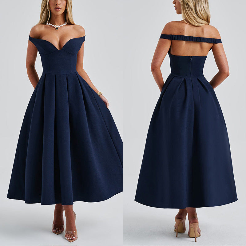 Dame Elegant Maxikjole med skulderfri design og forførende silhuet Stilla