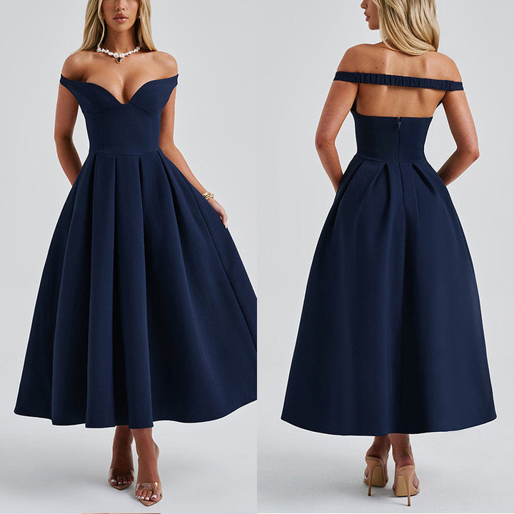 Dame Elegant Maxikjole med skulderfri design og forførende silhuet Stilla
