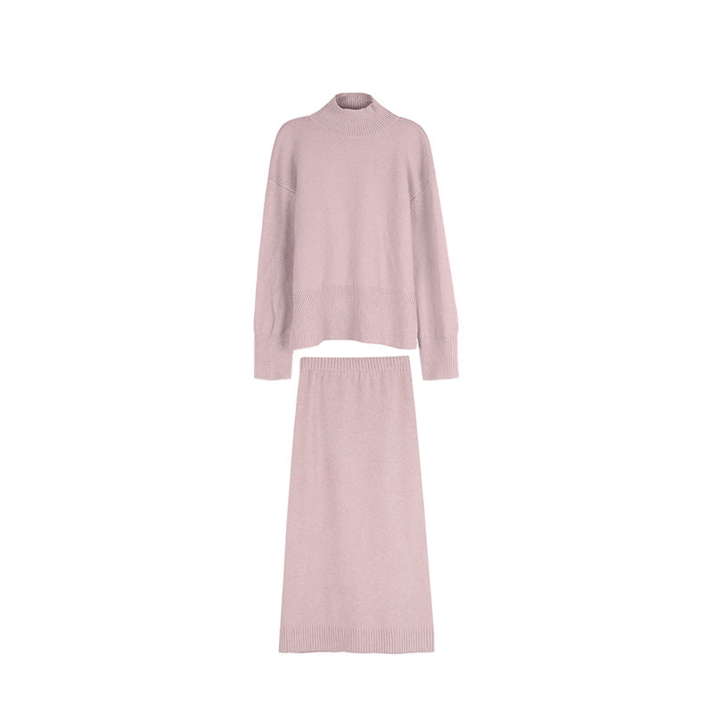 Dame strik-ensemble med oversized sweater og maxiskørt i minimalistisk design Stilla