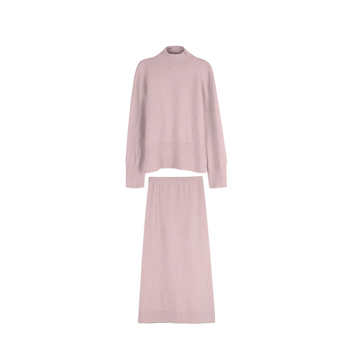 Dame strik-ensemble med oversized sweater og maxiskørt i minimalistisk design Stilla