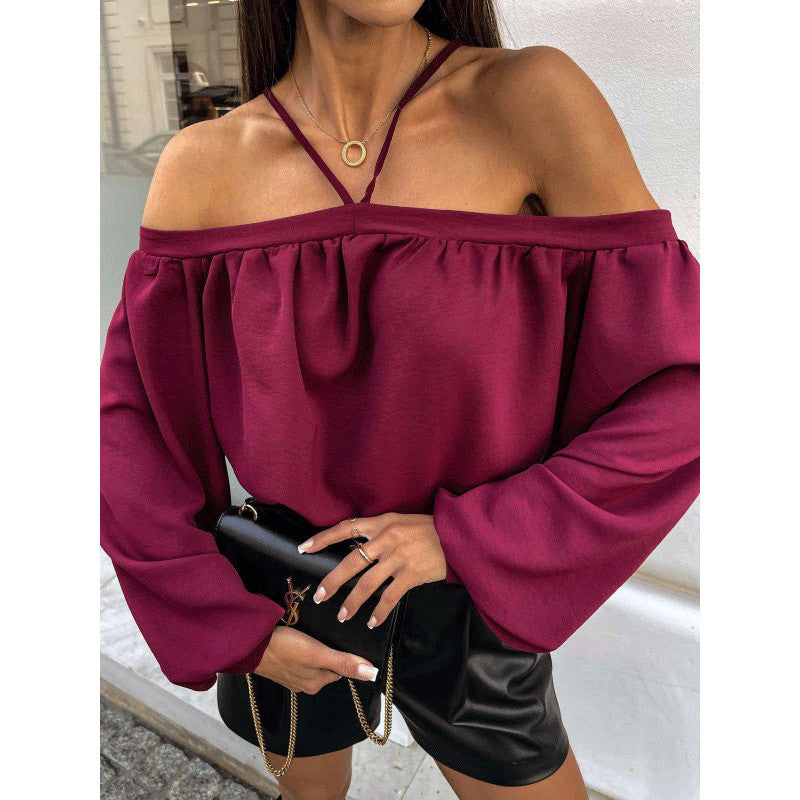Damer Elegant Off-Shoulder Bluse med Volantærmer og Leopardmønster Stilla