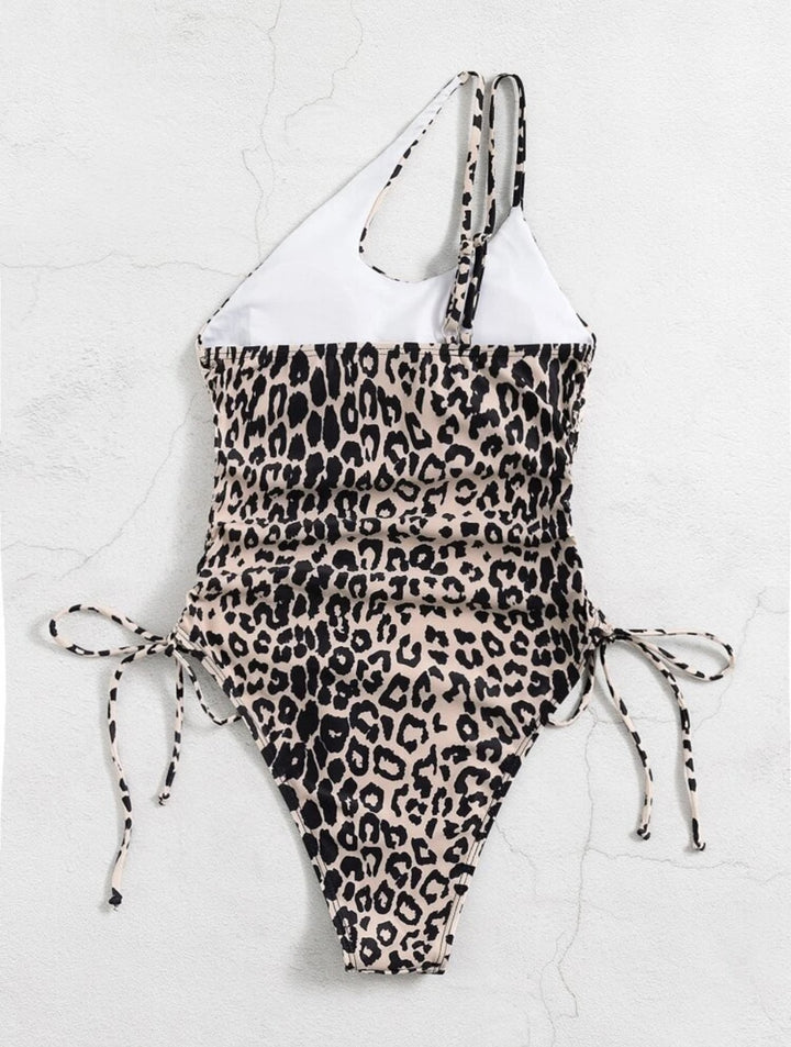 Dame Ensidig Badedragt med elegant snøring og eksklusivt leopardmønster Stilla