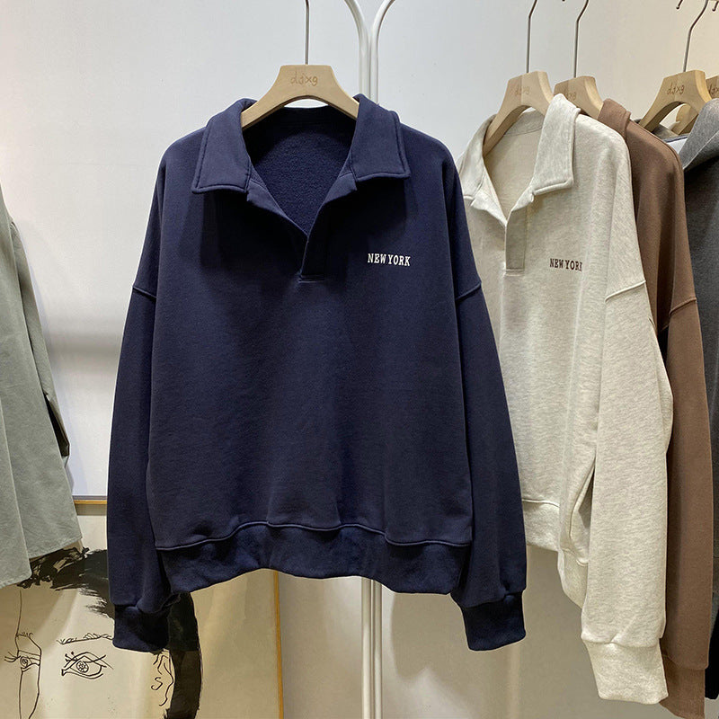 Femme Stilfuld Fjerde-lynlåse Pullover Sweatshirt Stilla
