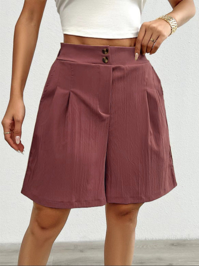 Damer casual shorts med høj talje og dekorative knapdetaljer Stilla