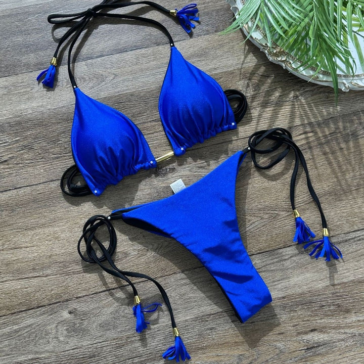 Dame Triangel-Bikini med elegante kvaster Stilla