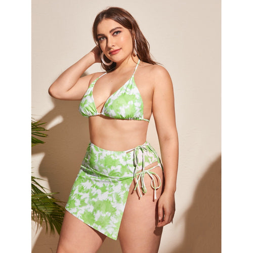 Dame triangel-bikini med asymmetrisk indpakningsskørt Skovae