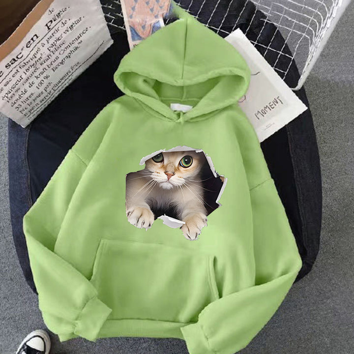 Kvinders hoodie med kreativ kat design Skovae 1772612757