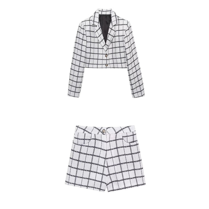 Stilla | Stilfuld Ternet Blazer Mini Nederdel Sæt