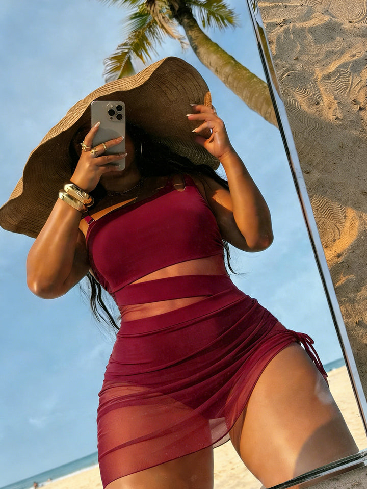 Dame Sporty Badedragt med transparente indsatser Skovae