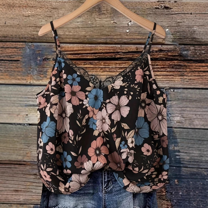 Dame bluse t-shirt med blomsterdesign Skovae