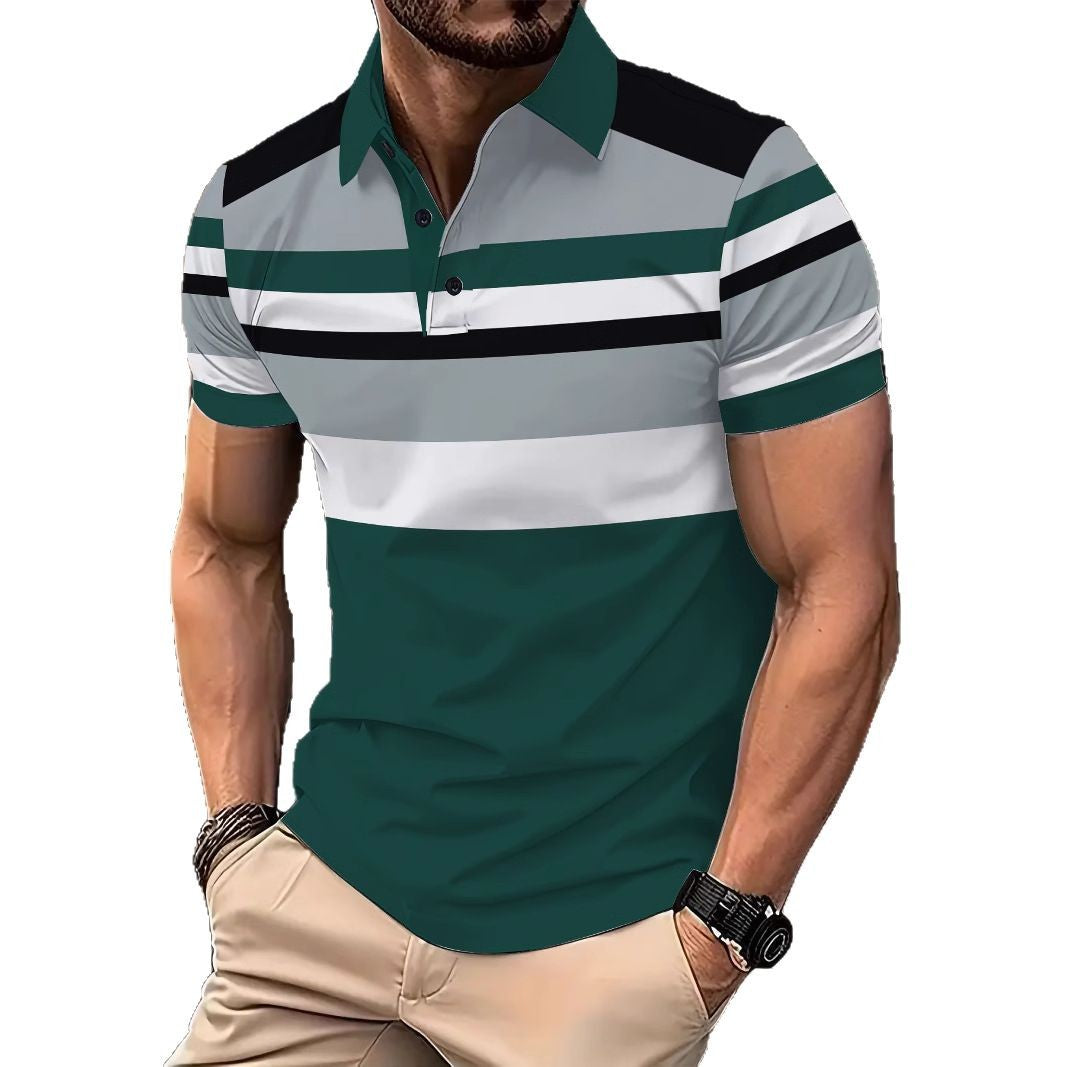Herrer polo t-shirt med moderne stribemønster og åndbart materiale Stilla