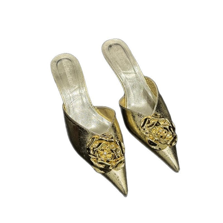 Dame Stilfulde spidse slip-ons med blomsterdekoration Stilla