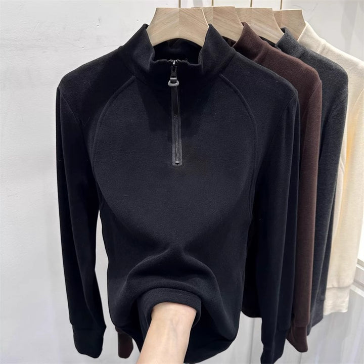 Femme Zip-Up Stehkrave Pullover Sweatshirt Stilla