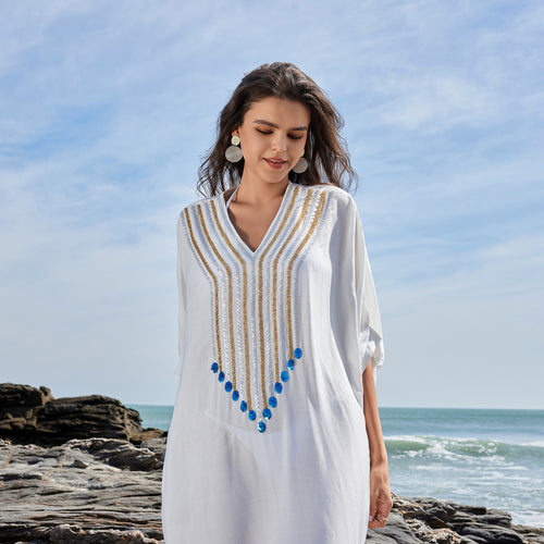 Dame Strandtunika med elegant broderi og afslappet snit Stilla