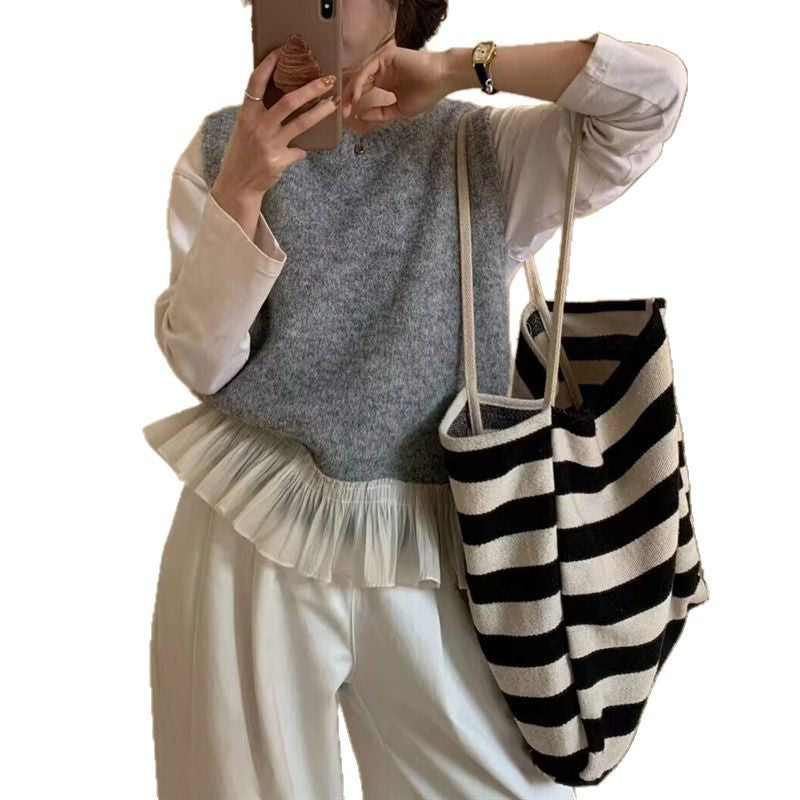 Kvinder Moderne Lagdelt Sweater med Volantkant Stilla
