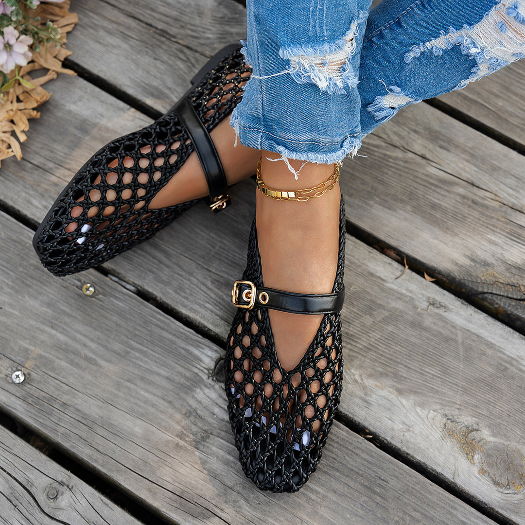 Dame elegante Slingback-sandaletter lavet af åndbart netmateriale med moderne spænde detaljer Stilla