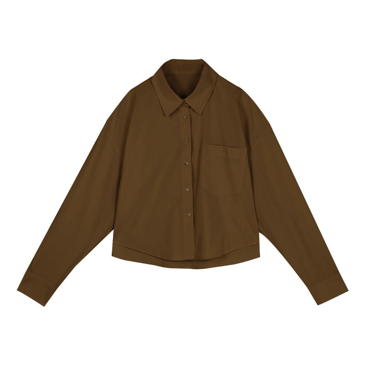 Dame cropped skjorte med moderne snit og praktiske detaljer Stilla