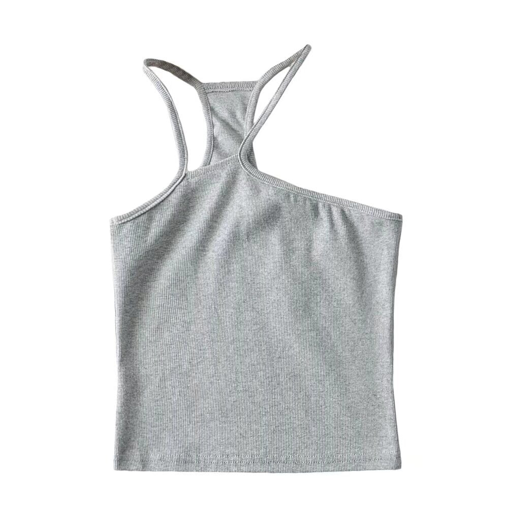 Dame asymmetrisk spaghetti-strop top med smart rippet design og sporty snit Stilla