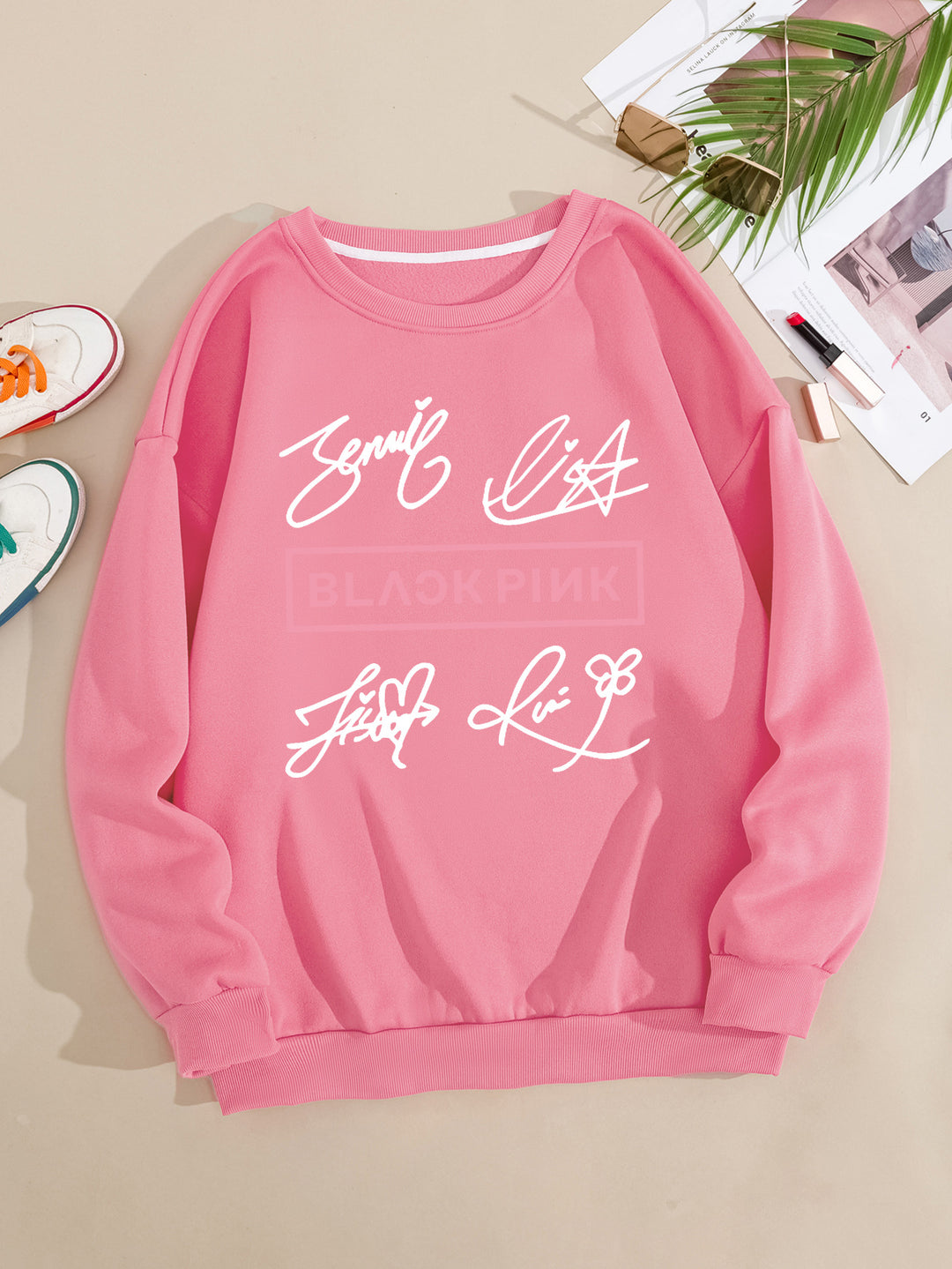 Kvinders casual sweatshirt med kreativ signaturmotiv Skovae
