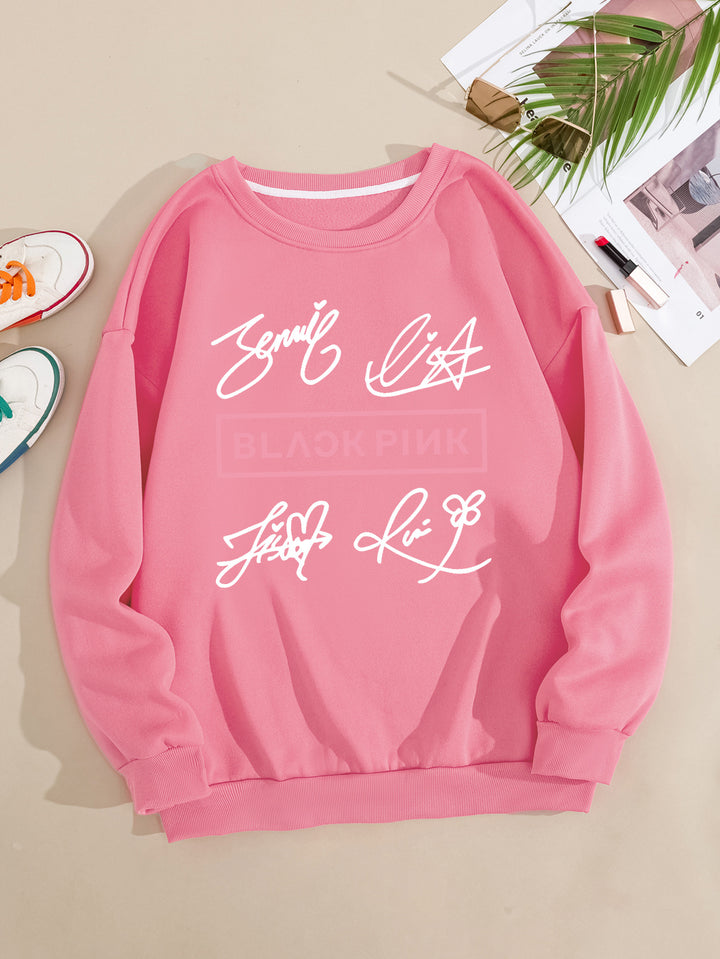 Kvinders casual sweatshirt med kreativ signaturmotiv Skovae