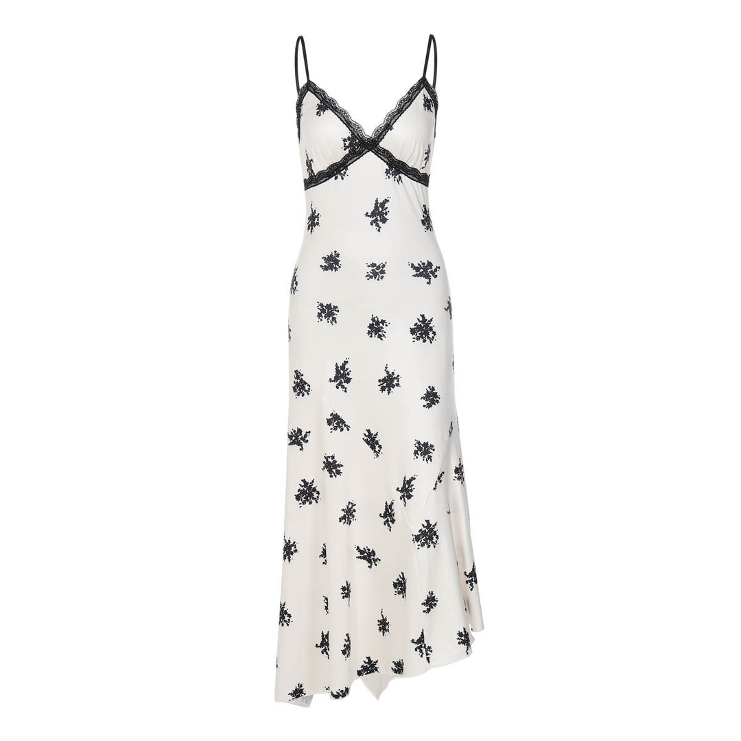 Damer Elegant Maxikjole med floral relief og fine spaghetti stropper Skovae