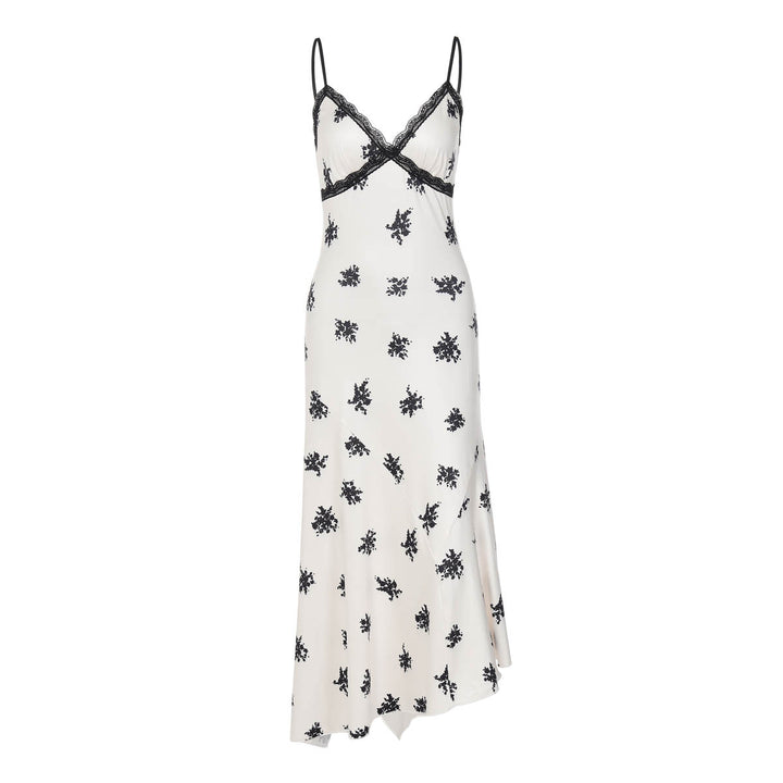 Damer Elegant Maxikjole med floral relief og fine spaghetti stropper Skovae