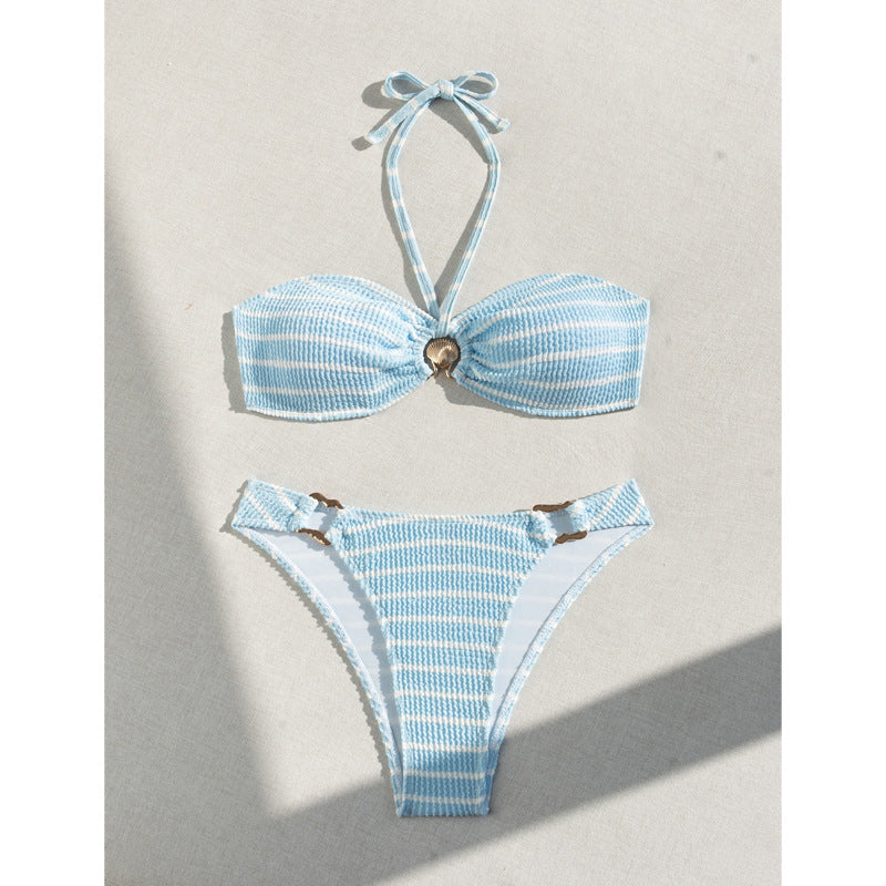 Damer med flæseudskæring højt skåret bikini-sæt Stilla