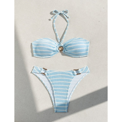Damer med flæseudskæring højt skåret bikini-sæt Stilla