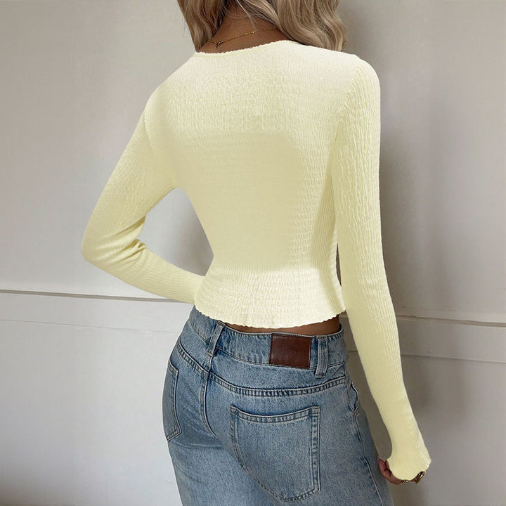 Damer Elegant Wrap Top med Ruffle Detaljer og Dyb V-Neck Stilla