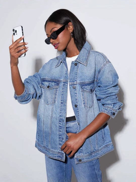 Damer Oversize Jeansjakke Stilla