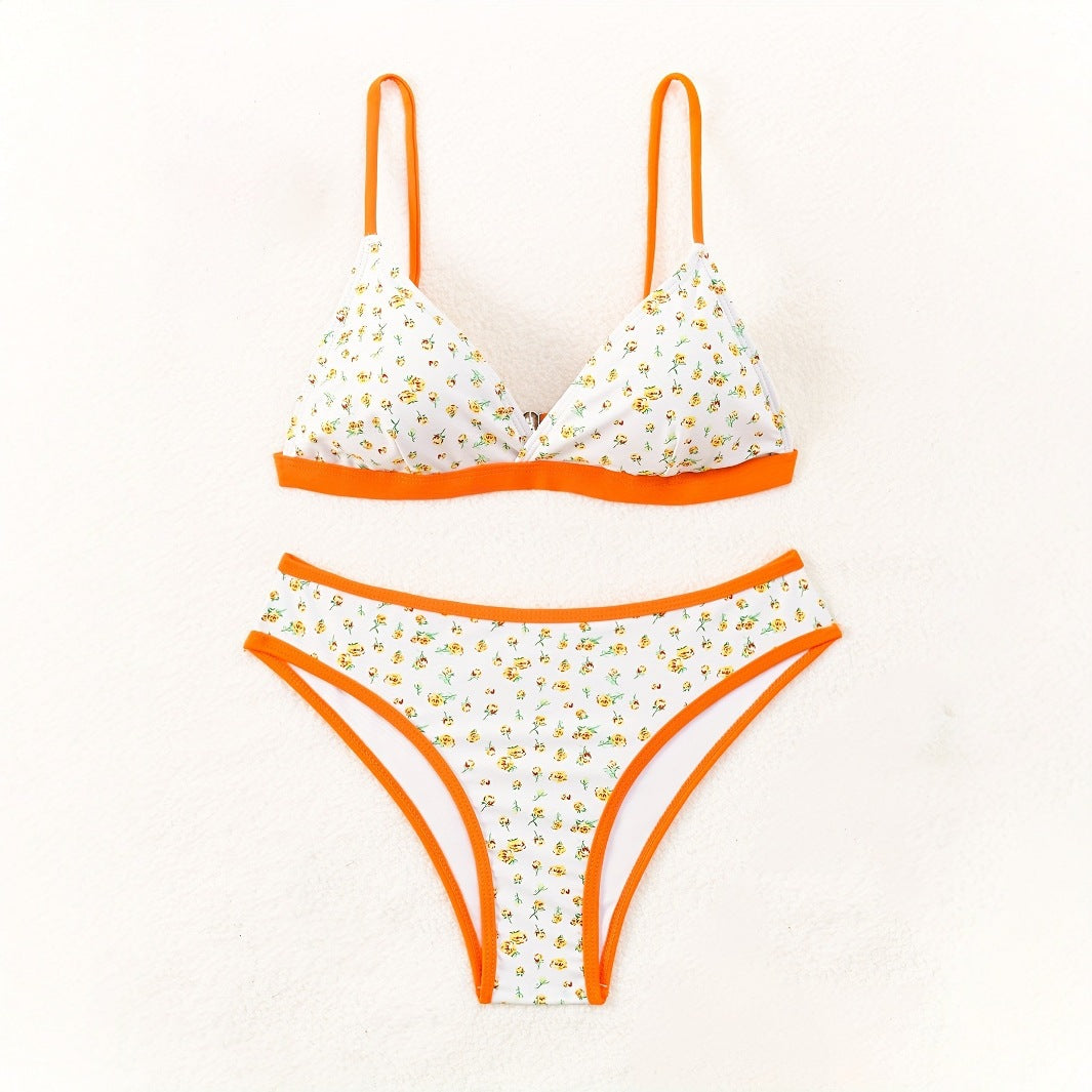 Dame blomster mønster bikini med raffineret skæring Skovae