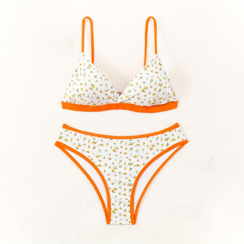 Dame blomster mønster bikini med raffineret skæring Skovae
