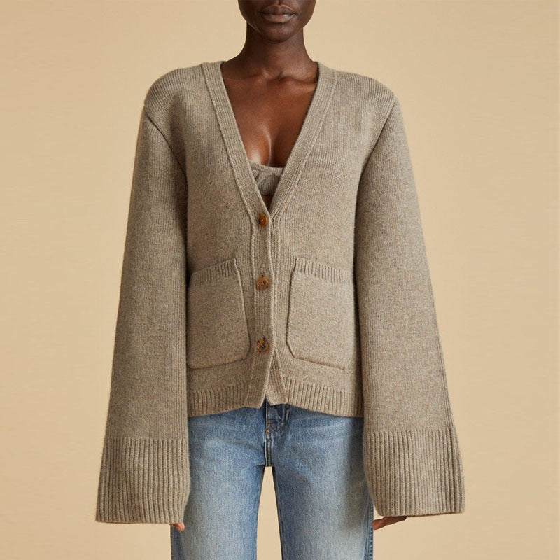 Kvinders Cozy Strik Cardigan med Overdimensionerede Ærmer Stilla
